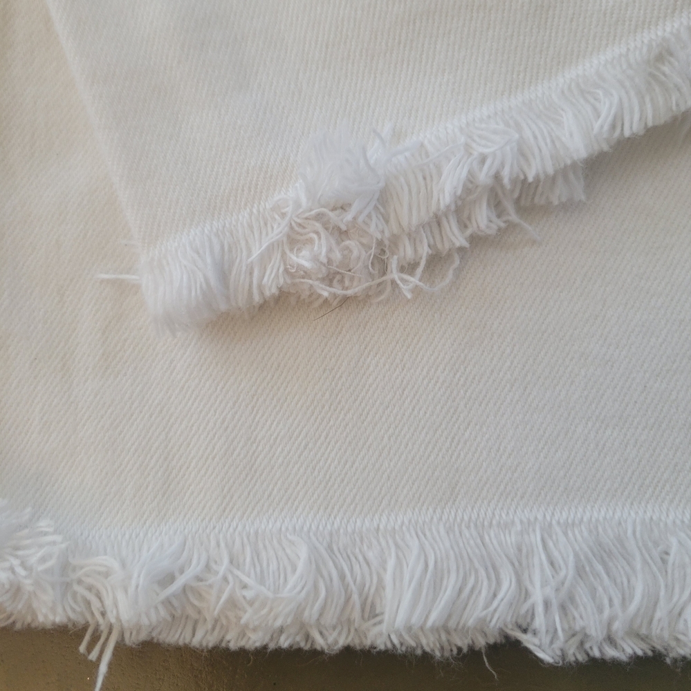 Everlane High Rise Kick Crop Jeans Frayed Ankle White Denim Nautical Preppy 29 - Picture 5 of 10